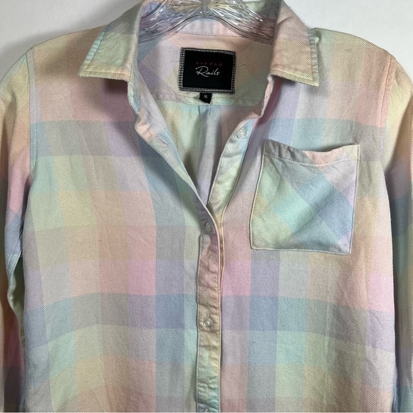 Rails plaid button up shirt size 10 pastel multicolor - Picture 3 of 9